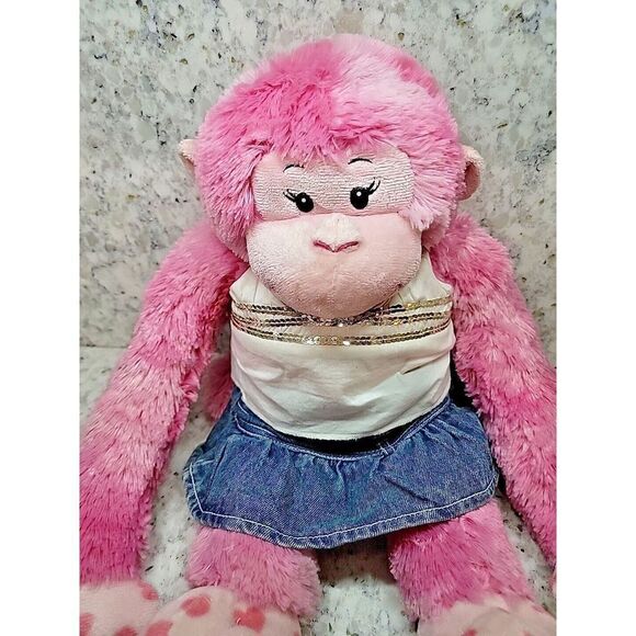 Build‎ A Bear Workshop Pink Hearts Monkey Plush Stuffed Animal - Picture 2 of 8